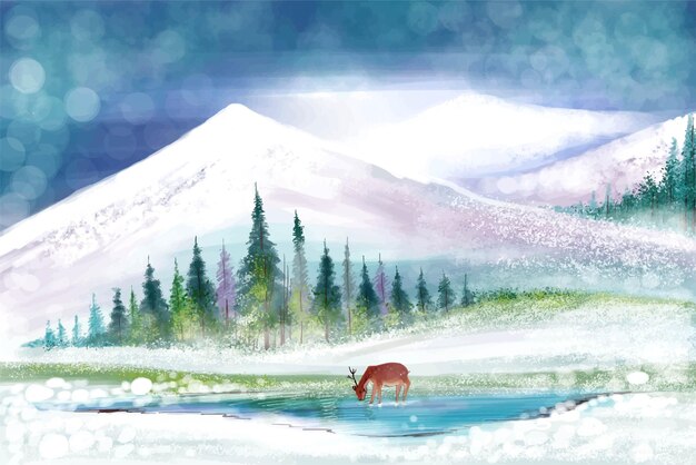 冬と年末年始のクリスマス カードの背景の風景