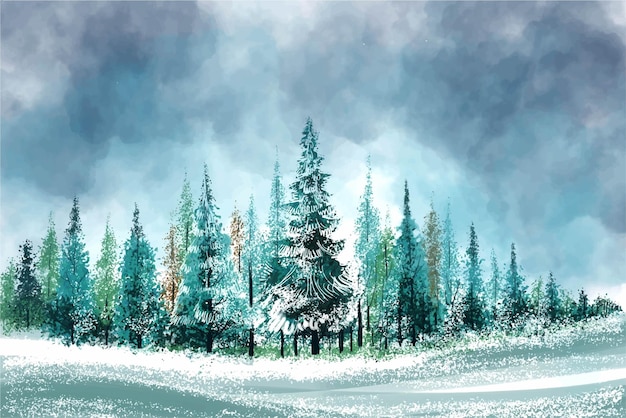 Free vector landscape for winter and new year holidays christmas card background