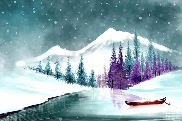 Free vector landscape for winter and new year holidays christmas card background