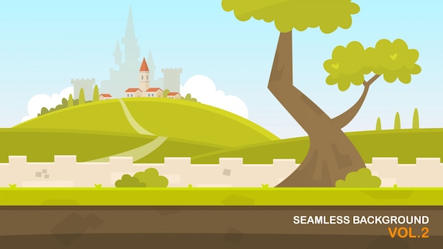 Бесплатное векторное изображение Пейзаж с замком