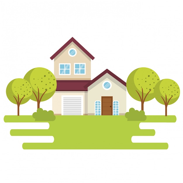 Free vector landscape with house scene