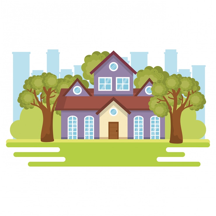 Free Vector landscape with house scene