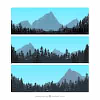 Free vector landscape with mountains banners
