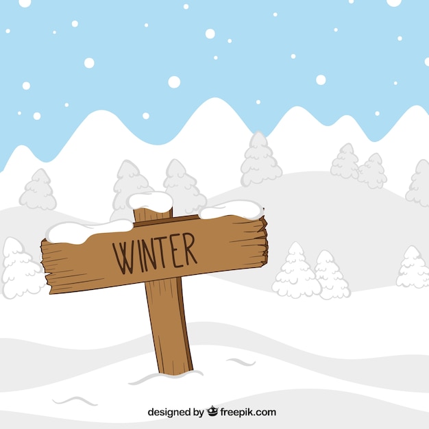 Free vector landscape with winter sign