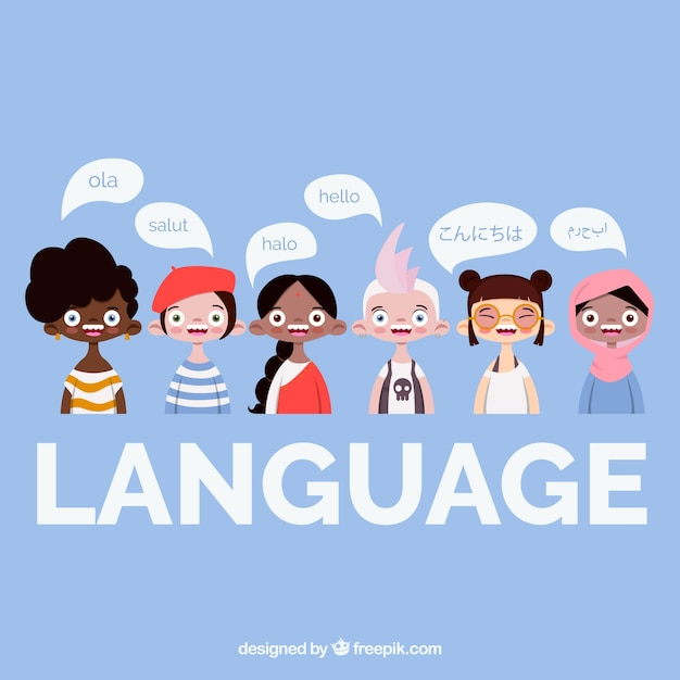 Free vector language concept with speech bubbles
