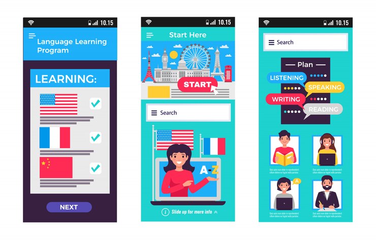Free Vector language training mobile apps