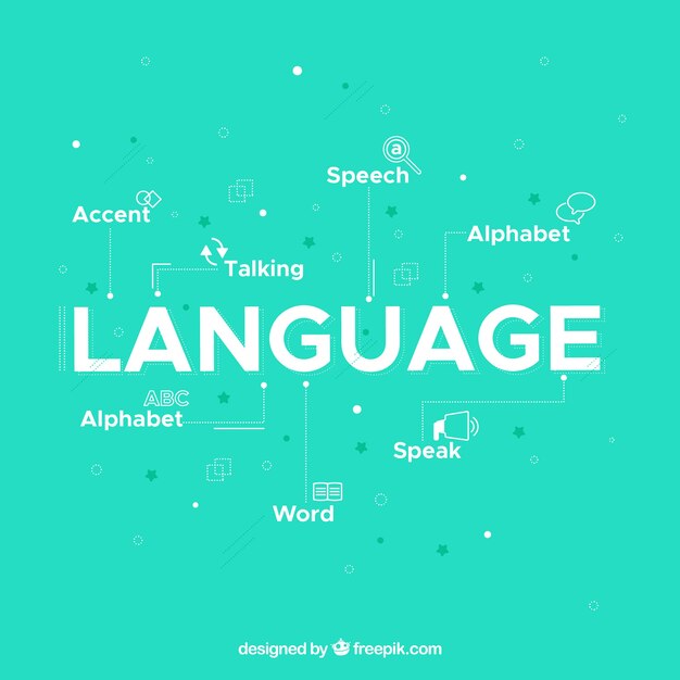 평면 디자인으로 언어 단어 개념