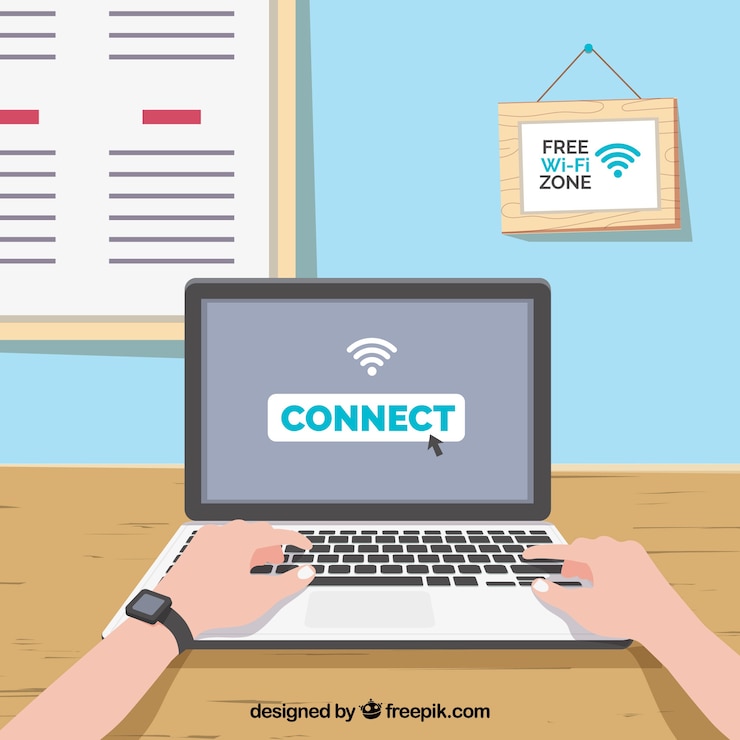 Free Vector laptop background connected to internet