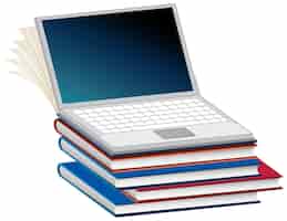 Vettore gratuito computer portatile sulla pila di libri