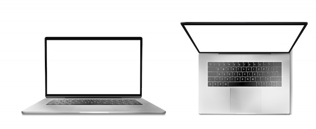 Free vector laptop computer front and top view