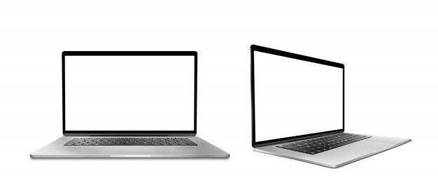 白い画面とキーボードのラップトップコンピューター