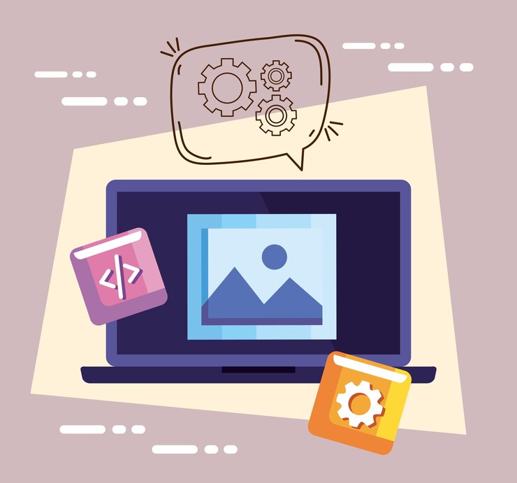 Free Vector laptop of design and development