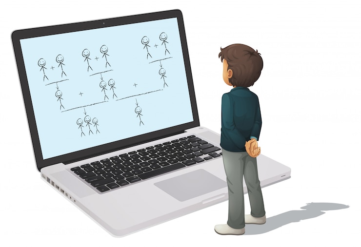 Free Vector laptop and man