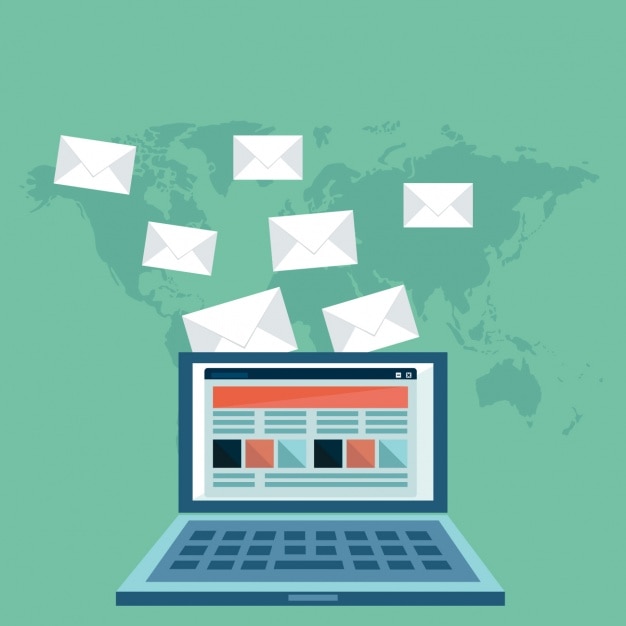 Free Vector laptop sending messages background