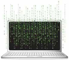 Free vector laptop with binary code screen