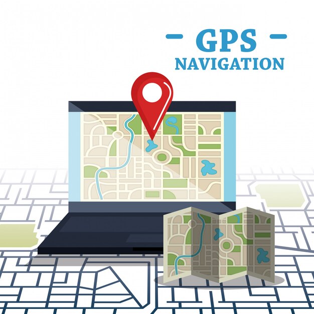 GPS 네비게이션 소프트웨어가 장착 된 노트북