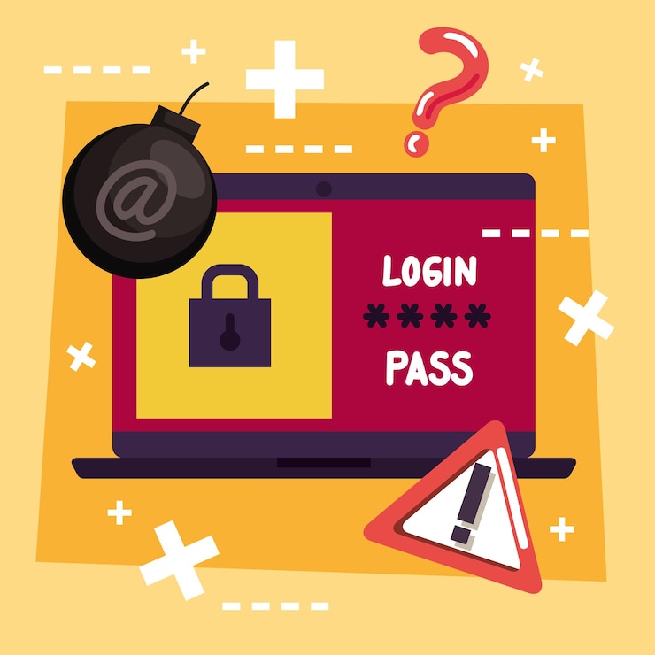 Free Vector laptop with padlock