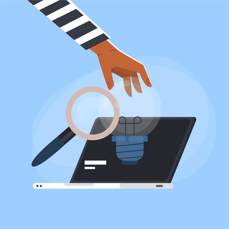 Free Vector laptop with plagiarism concept illustration