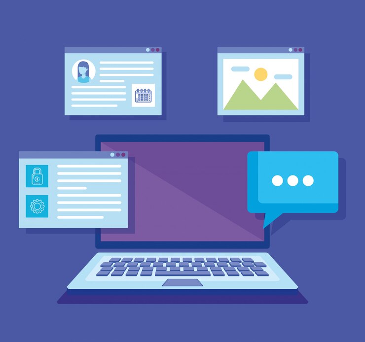 Free Vector laptop with social media icons