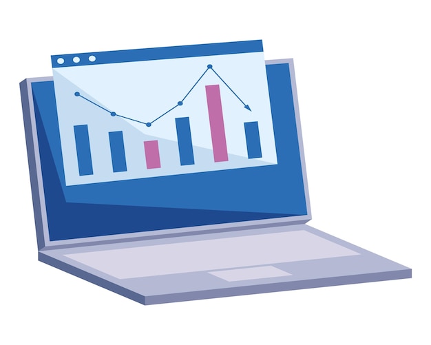 Laptop with statistics template