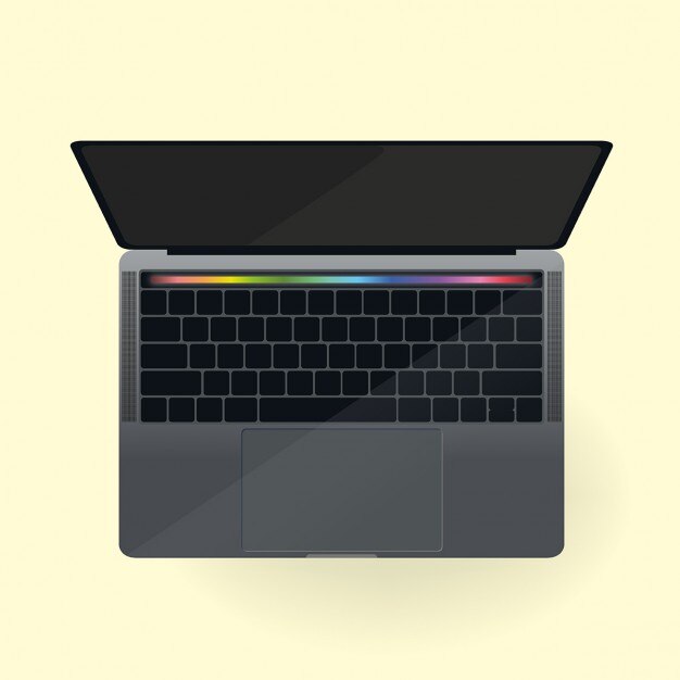 Free Vector laptop on yellow background