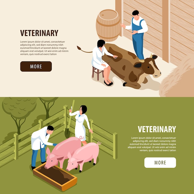 Free vector large animals livestock veterinary landing page