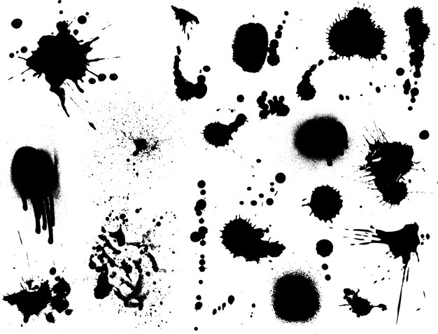 Large collection of detailed ink splats