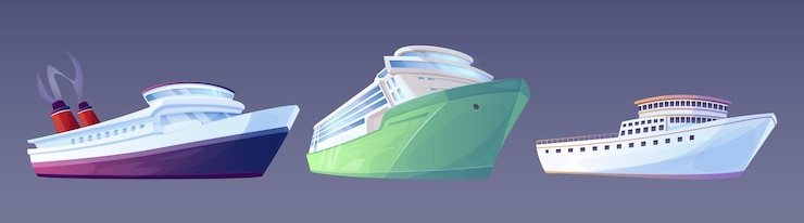 Free Vector large cruise ship in cartoon vector illustration