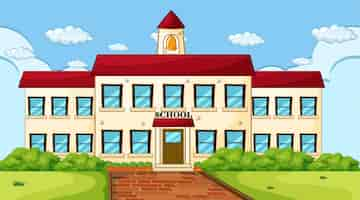 Free vector large school building scene