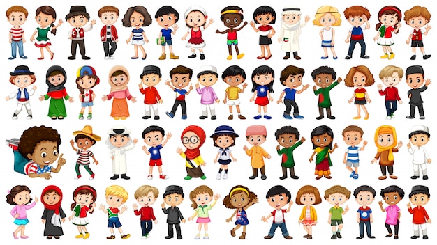 Free vector large set of ethnical people