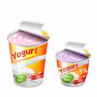 Free vector large and small plastic cup for yogurt