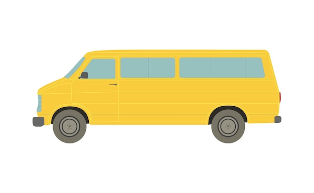 Большой желтый фургон на белом фоне - векторные иллюстрации
