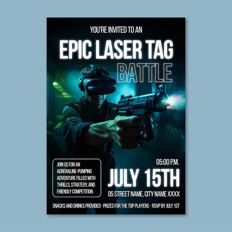 Free Vector laser tag invitation design template