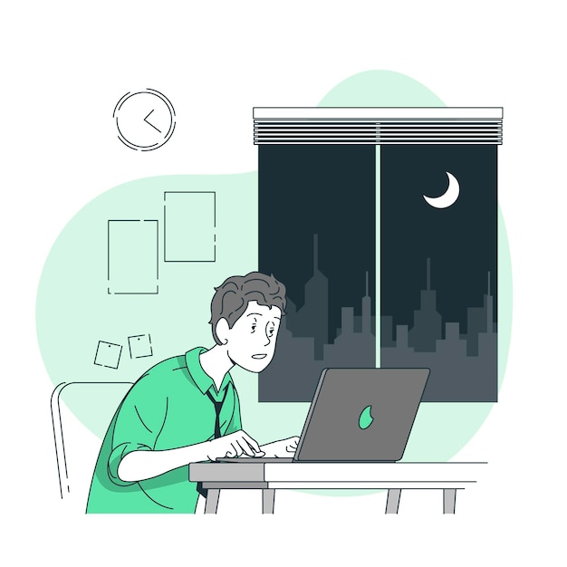 Free vector late at night concept illustration