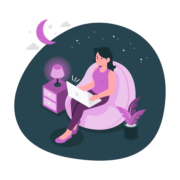 Free vector late at night concept illustration