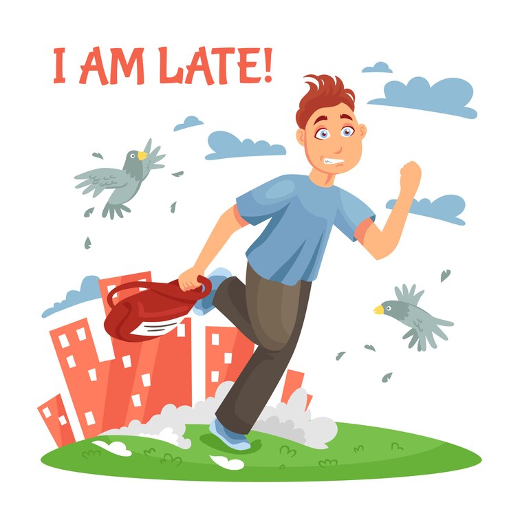 Free Vector late teenager running to school 