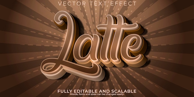 Latte editable text effect coffee and brown text style