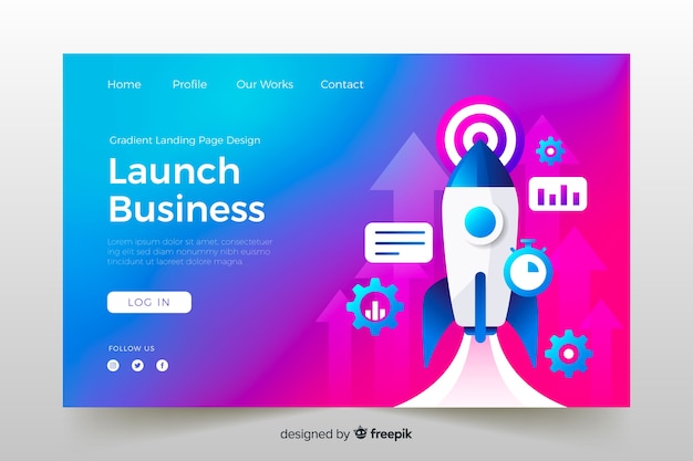 Free vector launch business gradient landing page