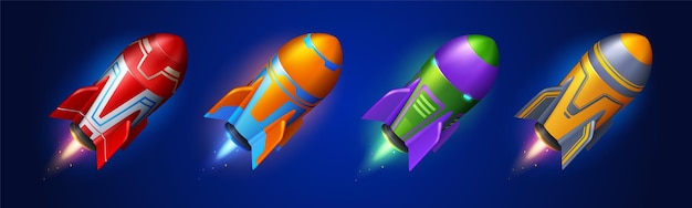 Free vector launch spaceships rockets to outer space