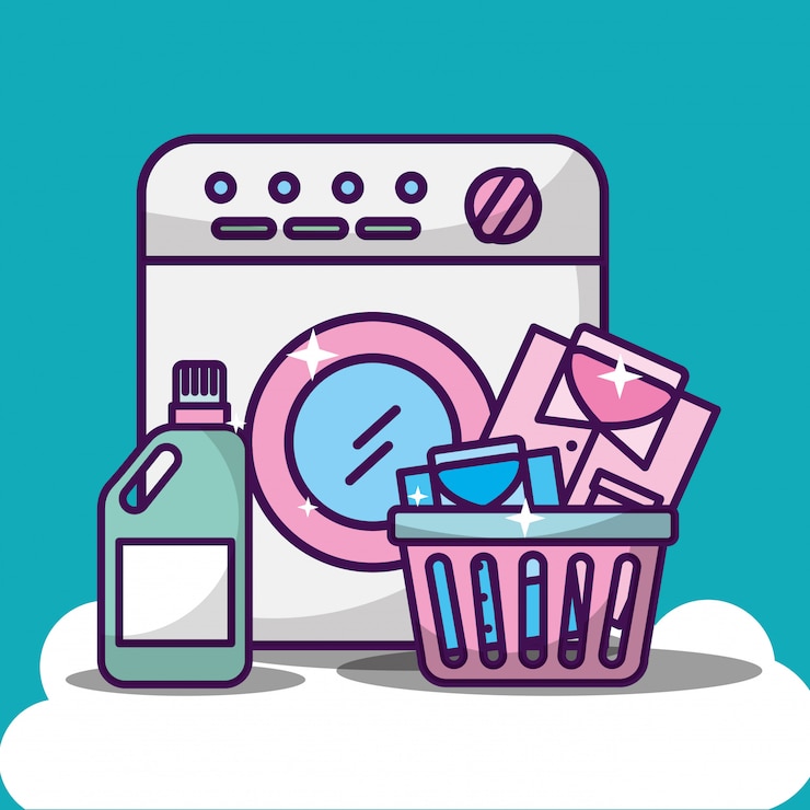 Free Vector laundry cleaning illustration with washing machine