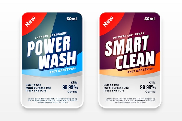 Free vector laundry detergent or disinfectant labels set