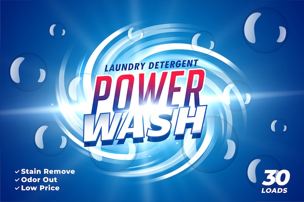 Laundry detergent packaging for power wash