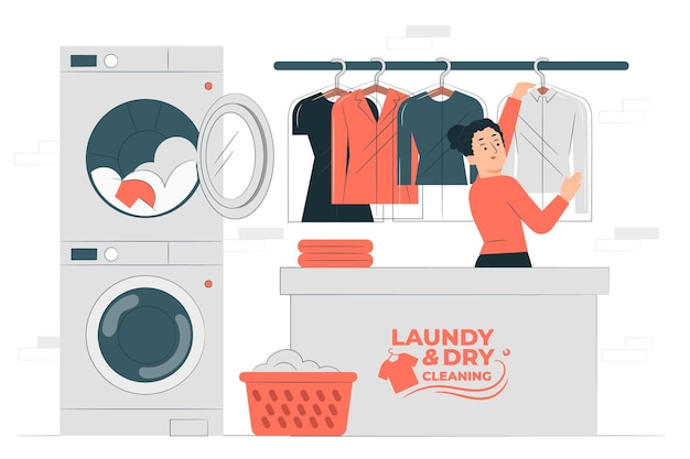 Laundry and dry cleaning concept illustration