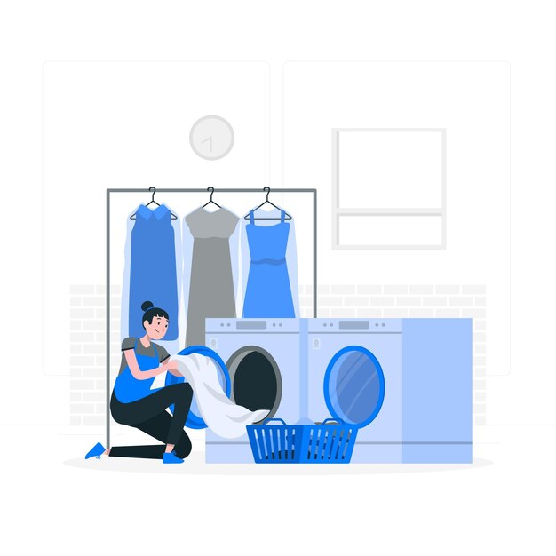 Laundry and dry cleaning concept illustration