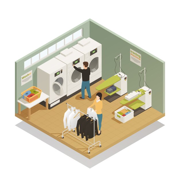 Laundry Equipment Isometric Composition