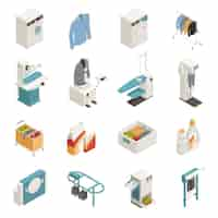 Free vector laundry equipment isometric set