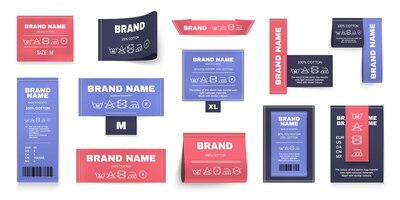 Vettore gratuito set di etichette colorate per lavanderia