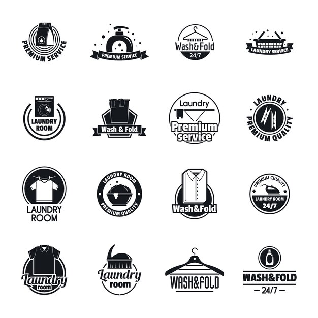 Premium Vector | Laundry service icons set