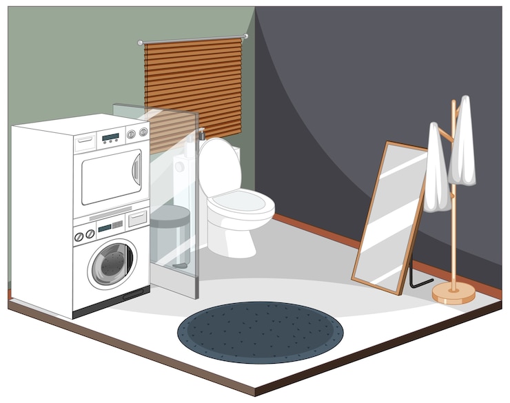 Free Vector laundry room interior with furniture
