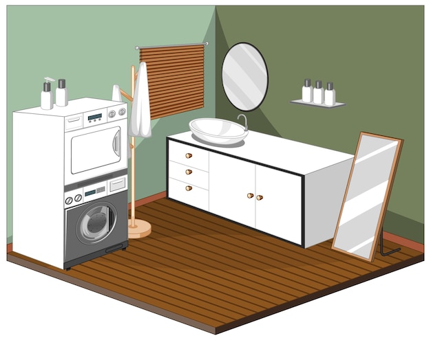 Free vector laundry room interior with furniture